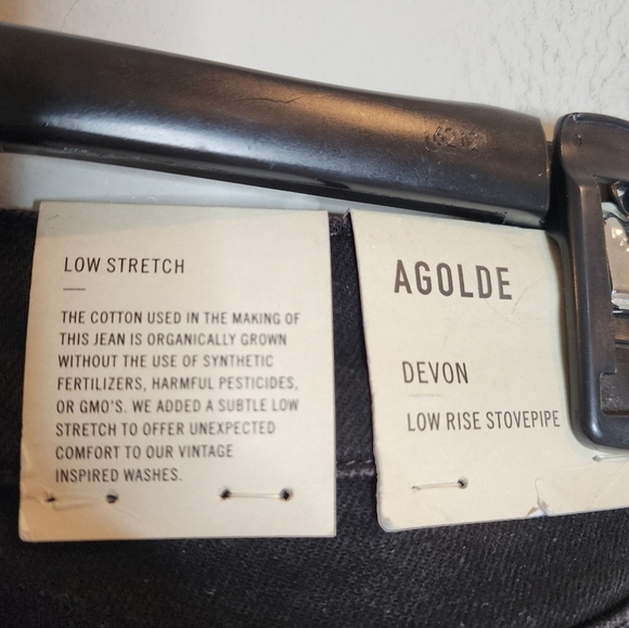 NWT Agolde Devon Stacked Lowrise Stove-Pipe Black Jeans Organic Cotton Size 26 - Picture 6 of 15